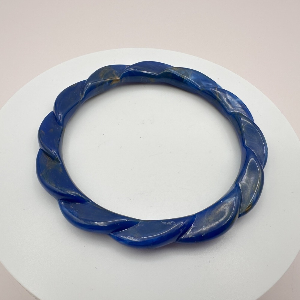 Vintage Y2K Blue Twisted Resin Chunky Bracelet Boho Women's Fashion Jewelry
